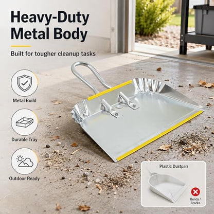 3-Pack 17" Heavy Duty Metal Dust Pans - size: 3 Count (Pack of 1)