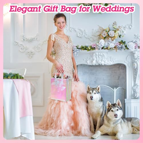 Eccliy 80 Pcs Reusable Gift Bags, Medium, Holographic Pink - color: Holographic Pink, size: Medium