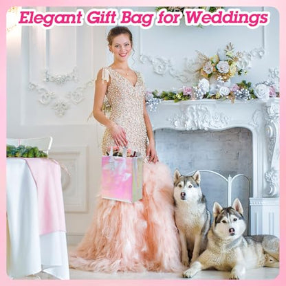Eccliy 80 Pcs Reusable Gift Bags, Medium, Holographic Pink - color: Holographic Pink, size: Medium