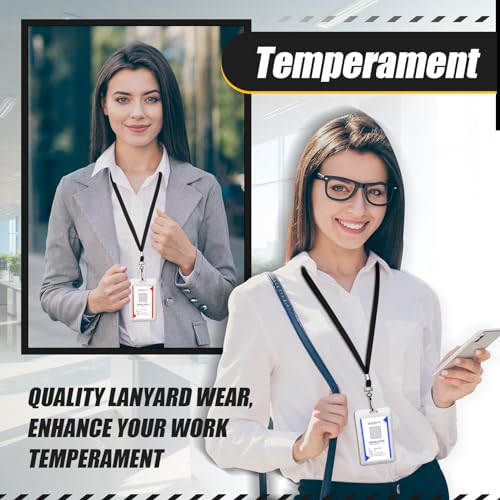 500 Pack Bulk Lanyards for ID Name Badges Holder Flat Lanyards with Hook Clip Swivel for Office School Accessories (Black) - color: Black