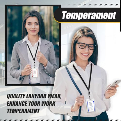500 Pack Bulk Lanyards for ID Name Badges Holder Flat Lanyards with Hook Clip Swivel for Office School Accessories (Black) - color: Black
