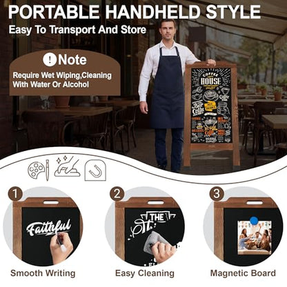 Magnetic Portable A-Frame Chalkboard Signs, 40" × 20", Brown - color: Aa-portable-brown