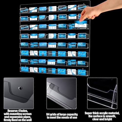 Hillban Acrylic Business Card Holder Wall Mount Office, 56 Pockets - size: 56 Pockets