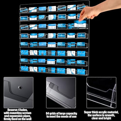 Hillban Acrylic Business Card Holder Wall Mount Office, 56 Pockets - size: 56 Pockets
