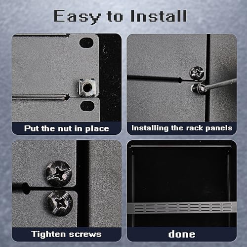 1U Blank Rack Mount Panel, 19 Inch Disassembled Cable Management Panel Spacer W/Brush for Server Network Rack Enclosure Cabinet (2pcs-Venting)