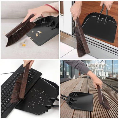 Heavy-Duty Metal Dust Pan and Brush Set-Handheld Angled DustPan and Broom - size: Dustpan and brush 11.8*14.3 Inch