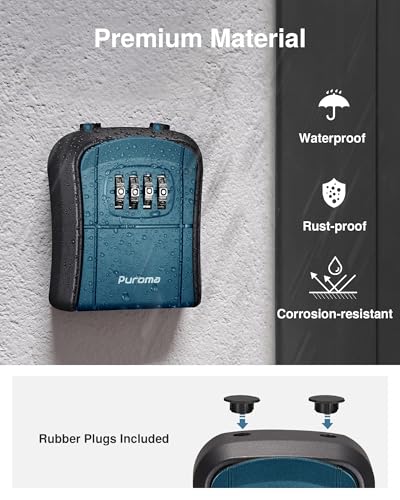 Puroma Key Lock Box Outdoor 4 Digit Code Combination Lockbox 1 Peacock Blue - color: Peacock Blue