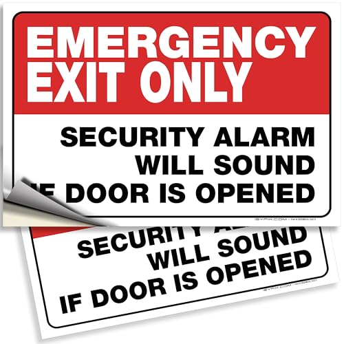 iSYFIX Emergency Exit Only Stickers, 10x7 Inch, 2 Pack, RED & WHITE - color: RED & WHITE, size: Large