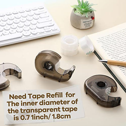 Sabary 50 Pcs Tape Dispenser Handheld Transparent Refillable, Black - color: Black