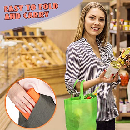 Amylove 80 Pcs Non Woven Tote Bags Bulk Large Reusable Gift Bag Reusable Grocery Bags, 15 x 11. 8 x 4 Inches - color: Multicolor