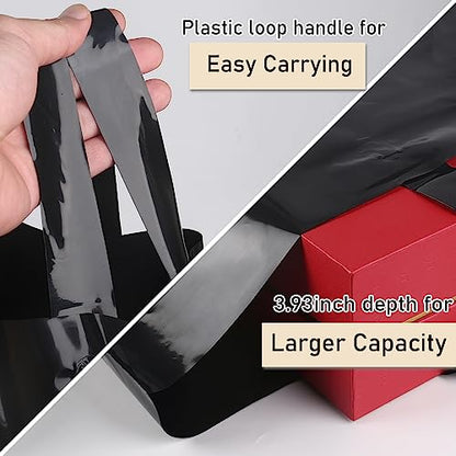 Thank You Shopping Bags - Soft Loop Handles Black 50Pcs 17x16In