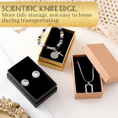Tenceur 100 Pcs Jewelry Gift Boxes Jewerly Box - color: White,Black,Brown,Gold,Silver, size: 3.2 x 2 x 1.2 in