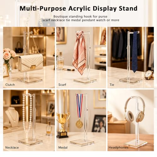 2-Pack Acrylic Purse Display Stands, 14"-24" Adjustable Handbag Holder - size: 2 Pack