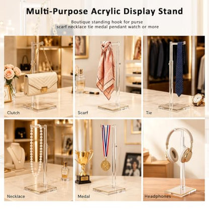 2-Pack Acrylic Purse Display Stands, 14"-24" Adjustable Handbag Holder - size: 2 Pack