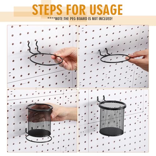 Spakon 6 Sets Pegboard Cups with Hook, Black, 2.95x2.95x3.74'', Straight - color: Black, size: 2.95x2.95x3.74'', style: Straight