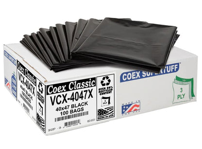 Aluf Plastics 45 Gallon Trash Bags - 1.5 MIL (eq) Black Heavy Duty Trash Can Liners - 40" x 47" - Pack of 100 - For Contractor, Industrial, Commercial, & Outdoor - style: 45 Gal, 1.5 Mil Equiv, 100 Count