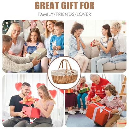 Good GAIN Wicker Picnic Basket w/Fold Handles,Willow Empty Baskets, Yellow - color: Yellow