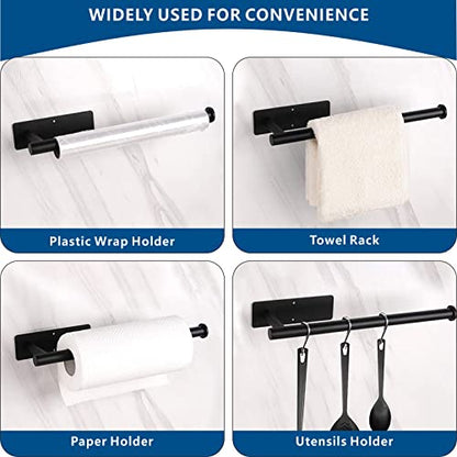 Paper Towel Holder - Eolax Under Cabinet Paper Towel Bar for Kitchen, Wall Mount Self Adhesive or Drilling Paper Towel Rack, 304 Stainless Steel (Black) - color: Black
