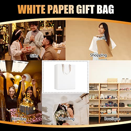 White Kraft Bags with Handles, 20Pcs 10"x5"x13" Large White - color: White, size: 10x5x13 Inch (Pack of 20)