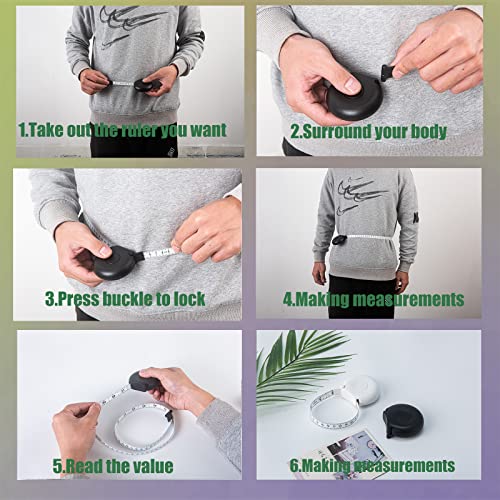 Tape Measure Body Measuring Tape 80inch/205cm Lock Pin Retract Tape Measure for Tailor Fitness Clothes Sewing Handcrafts Weight Loss Body Measurement - color: Black Black White 3 pack