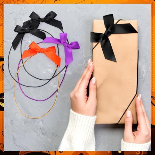 Windyun 60 Pcs Elastic Bows for Gift Boxes Wrapping 15.74 Inches - color: Halloween Color