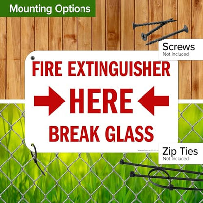 Fire Extinguisher Here Break Glass Sign, (MS-25700) 12x18 Inches, 55 mil thick HDPS (high density polystyrene), Made in USA by My Sign Center - size: 12x18 Polystyrene