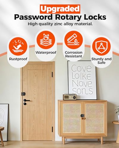 Combination Cabinet Lock, Keyless Code Lock, Black, 1 Pack - color: Black-1PC