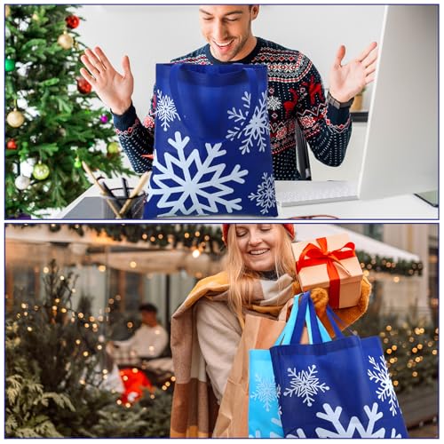Hosuly 15 Pcs Snowflake Gift Bags 15x17 Winter Tote Reusable Handles - style: Snowflake