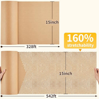 JARLINK Honeycomb Packing Paper, 15" x 328' Bubble Wrap Roll for Packing - size: 15"x 328'