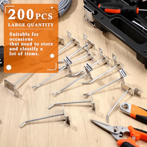 Tandefio 200 Pcs 6 Inch Slatwall Hooks Slatwall Accessories Panel Hooks Heavy Duty Metal Hanging Silver Commercial Peg for Garage Retail Display Organization - size: 6 Inch