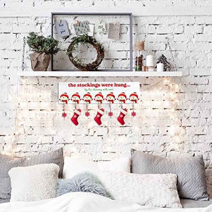 Maitys Christmas Stocking Holder with 7 Hangers Wooden Organizer, Snowman - style: Snowman