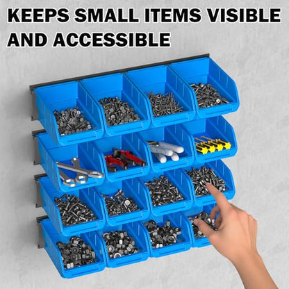 Ultrawall Wall Mounted Storage Bins, Plastic Hanging Storage Organizer Bins - color: Blue