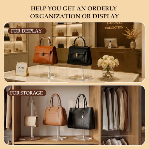 2-Pack Acrylic Purse Display Stands, 14"-24" Adjustable Handbag Holder - size: 2 Pack