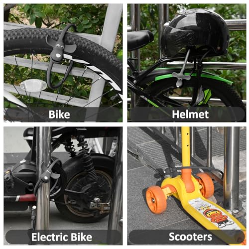 Bike Cable Lock with Keys,Silicone Covered Kids Cable Lock Cartoon Lock,2 Feet Lock for Bike,Door,Skateboard,Helmet and More (Black) - color: Black