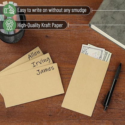 Mr. Pen- Money Envelopes for Cash Bulk, 6.5" x 3.5", 200 Pack, Kraft Paper - color: Brown, size: 200 Pack