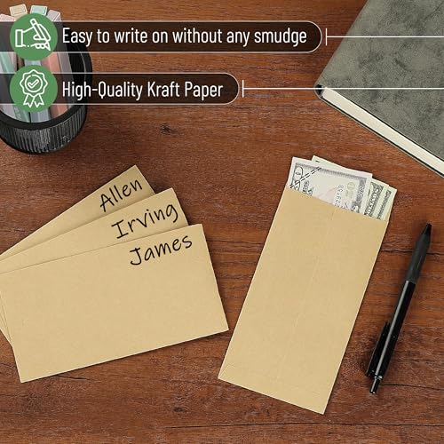 Mr. Pen- Money Envelopes for Cash Bulk, 6.5" x 3.5", 200 Pack, Kraft Paper - color: Brown, size: 200 Pack