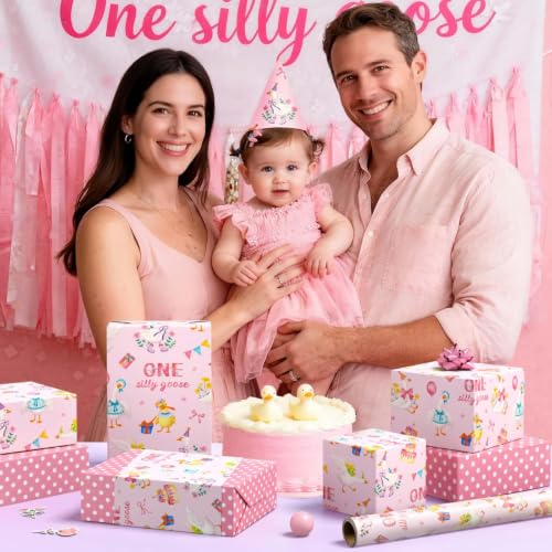 WERNNSAI Silly Goose Wrapping Paper 17 In x 33 Ft 1st Birthday Gift Wrap - color: Silly Goose