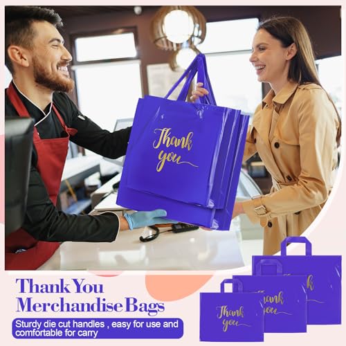 Teling 200 Pcs Thank You Shopping Bags with Handle,Purple - color: Purple