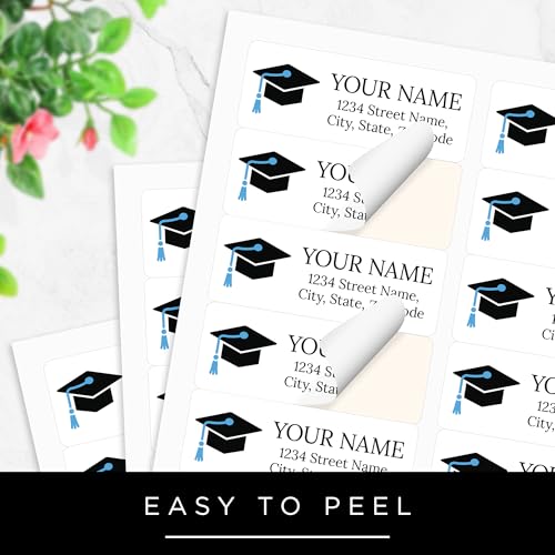 Personalized Graduation Return Address Labels, Custom Announcement Name and Address Mailing Labels Sheets, 30-1200 by My Sign Center