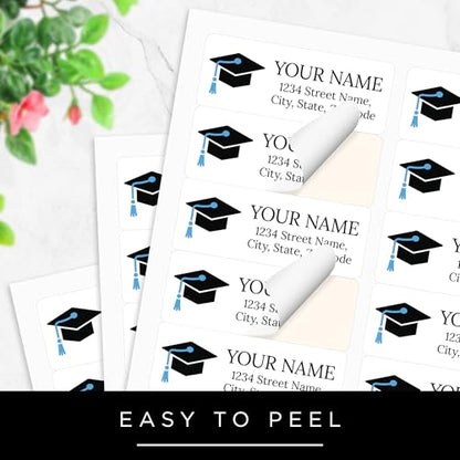 Personalized Graduation Return Address Labels, Custom Announcement Name and Address Mailing Labels Sheets, 30-1200 by My Sign Center