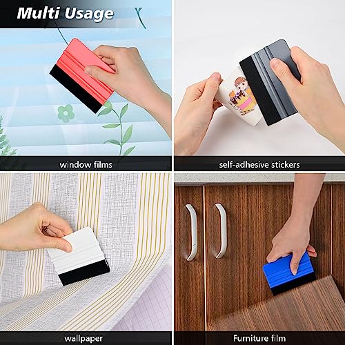 NEWISHTOOL 100 PCS Felt Squeegee for Vinyl, PPF Tint Wrap Application Tool - color: Mixed Colors