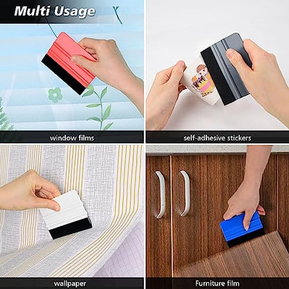 NEWISHTOOL 100 PCS Felt Squeegee for Vinyl, PPF Tint Wrap Application Tool - color: Mixed Colors