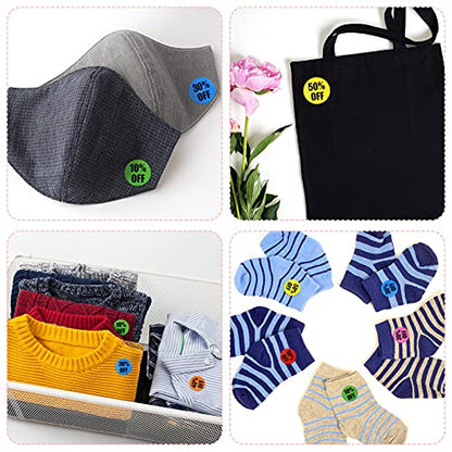 Tenare 6 Rolls/3000 Pcs Percent Off Sticker 10 to 60 Percent, Vivid Style - style: Vivid Style