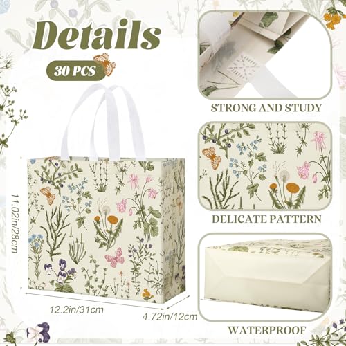 Abbylike 30 Pcs Wildflower Large Floral Tote Gift Bags Non Woven Handle - style: Wildflower