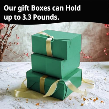 LWYMX 12 PCS Green Gift Boxes with Lids，9.8x7.8x3.9, Bridesmaid Proposal Box with Ribbon, Gift Boxes for Wedding, Christmas, Valentine's Day,Birthday,Baby Shower and the other Parties - color: Green, size: 1 Count (Pack of 12)