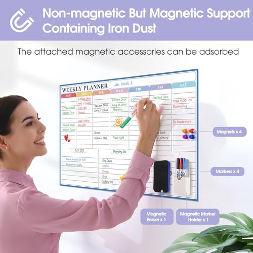 MaxGear Weekly Dry Erase Calendar Whiteboard for Wall 24 x 16 Inch - size: 24" x 16" Weekly