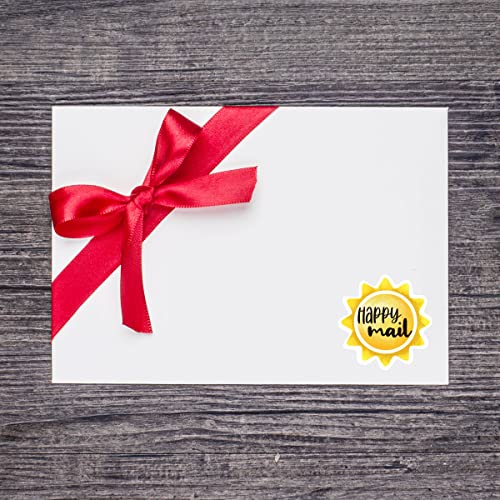 Happy Mail Stickers Roll 500 Labels Per,Cute Sun Mailing Stickers for Small Business Envelopes Shipping Package Packing - color: Happy Mail Sun