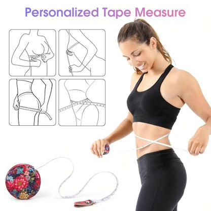 Retractable Mini Leather Tape Measure, Auto Retract Flowers - color: Colorful Flowers