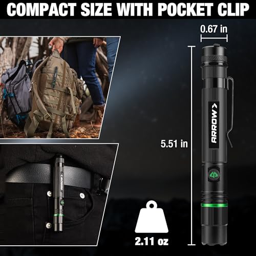 Arrow Rechargeabl Compact EDC Flashlights 200 Lumens with 3 Lighting Modes