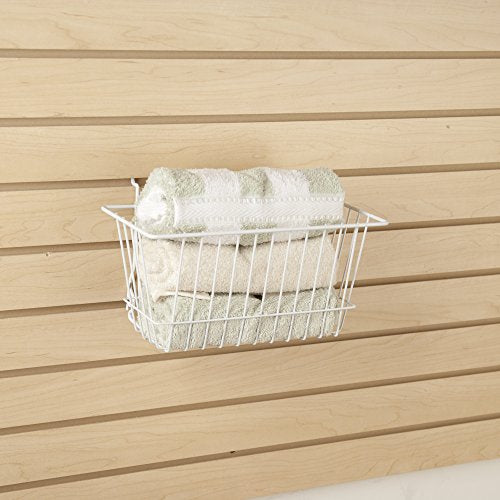 Econoco - White Multi-Fit Narrow Wire Basket for Slatwall, Pegboard or Gridwall (Set of 6) Metal Semi-Gloss Basket, White - color: White Finish